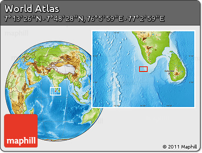 Physical Location Map of the Area around 7° 30' 57" N, 76° 34' 29" E
