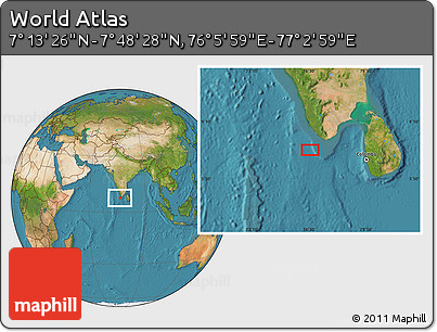Satellite Location Map of the Area around 7° 30' 57" N, 76° 34' 29" E