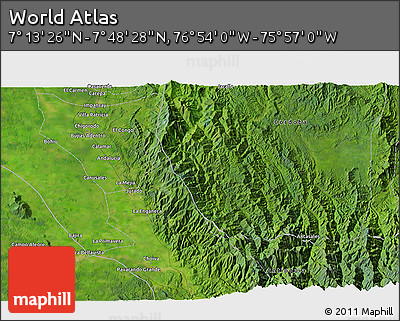 Satellite 3D Map of the Area around 7° 30' 57" N, 76° 25' 30" W