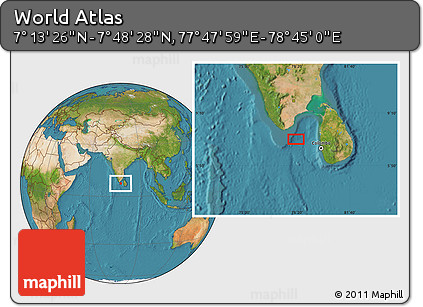 Satellite Location Map of the Area around 7° 30' 57" N, 78° 16' 30" E