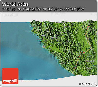 Satellite 3D Map of the Area around 7° 30' 57" N, 78° 7' 30" W