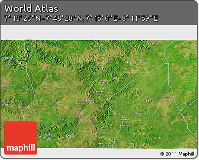 Satellite 3D Map of the Area around 7° 30' 57" N, 7° 43' 29" E