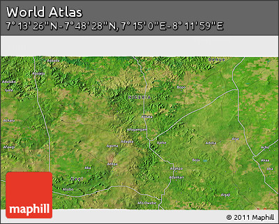 Satellite 3D Map of the Area around 7° 30' 57" N, 7° 43' 29" E