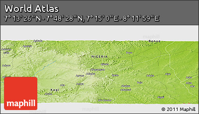 Physical Panoramic Map of the Area around 7° 30' 57" N, 7° 43' 29" E
