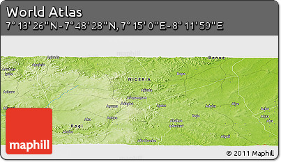 Physical Panoramic Map of the Area around 7° 30' 57" N, 7° 43' 29" E