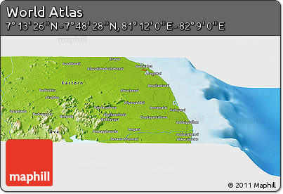 Physical Panoramic Map of the Area around 7° 30' 57" N, 81° 40' 30" E