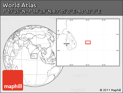 Blank Location Map of the Area around 7° 30' 57" N, 84° 13' 29" E