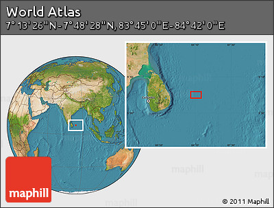 Satellite Location Map of the Area around 7° 30' 57" N, 84° 13' 29" E