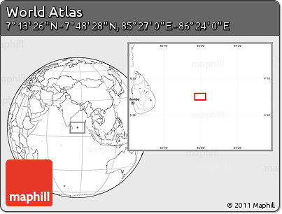 Blank Location Map of the Area around 7° 30' 57" N, 85° 55' 30" E