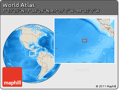 Shaded Relief Location Map of the Area around 7° 30' 57" N, 89° 10' 30" W