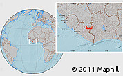 Gray Location Map of Soho, hill shading