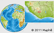 Physical Location Map of the area around 7° 30' 57" N, 8° 25' 30" W