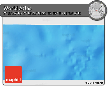 Physical 3D Map of the Area around 7° 30' 57" N, 91° 1' 30" E