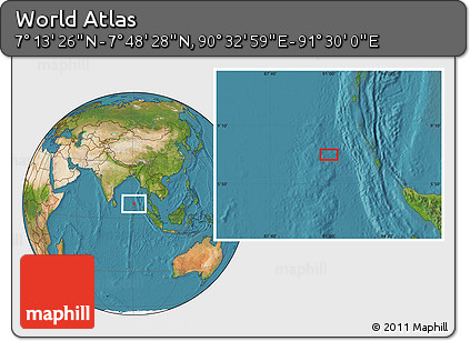 Satellite Location Map of the Area around 7° 30' 57" N, 91° 1' 30" E