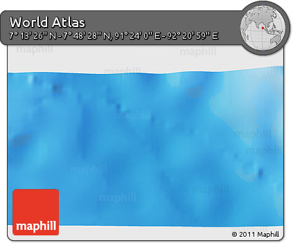 Physical 3D Map of the Area around 7° 30' 57" N, 91° 52' 30" E