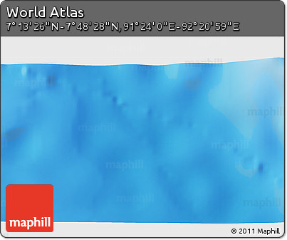 Physical 3D Map of the Area around 7° 30' 57" N, 91° 52' 30" E
