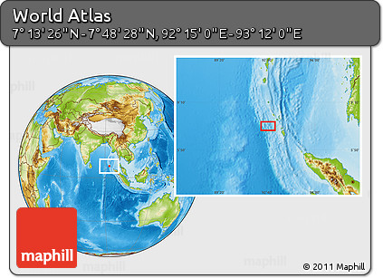 Physical Location Map of the Area around 7° 30' 57" N, 92° 43' 29" E