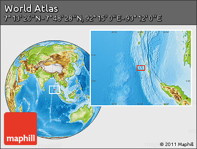 Physical Location Map of the Area around 7° 30' 57" N, 92° 43' 29" E