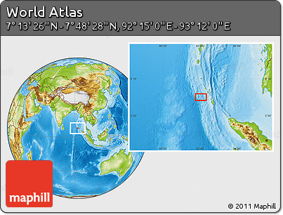 Physical Location Map of the Area around 7° 30' 57" N, 92° 43' 29" E
