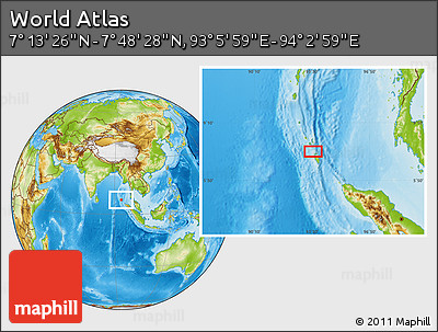 Physical Location Map of the Area around 7° 30' 57" N, 93° 34' 29" E
