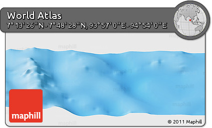 Shaded Relief Panoramic Map of the Area around 7° 30' 57" N, 94° 25' 30" E