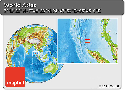 Physical Location Map of the Area around 7° 30' 57" N, 95° 16' 30" E