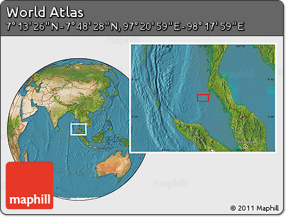Satellite Location Map of the Area around 7° 30' 57" N, 97° 49' 29" E