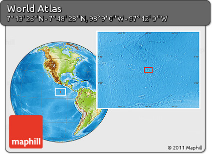 Physical Location Map of the Area around 7° 30' 57" N, 97° 40' 30" W