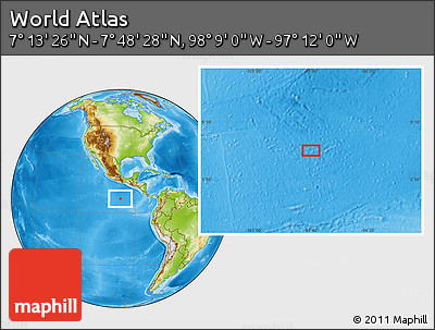 Physical Location Map of the Area around 7° 30' 57" N, 97° 40' 30" W