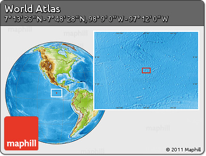 Physical Location Map of the Area around 7° 30' 57" N, 97° 40' 30" W