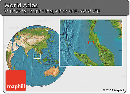 Satellite Location Map of the Area around 7° 30' 57" N, 98° 40' 30" E