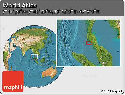 Satellite Location Map of the Area around 7° 30' 57" N, 98° 40' 30" E
