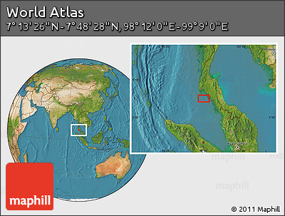 Satellite Location Map of the Area around 7° 30' 57" N, 98° 40' 30" E