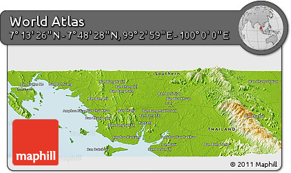 Physical Panoramic Map of the Area around 7° 30' 57" N, 99° 31' 30" E