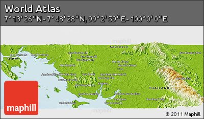 Physical Panoramic Map of the Area around 7° 30' 57" N, 99° 31' 30" E