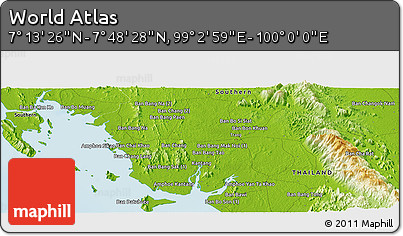 Physical Panoramic Map of the Area around 7° 30' 57" N, 99° 31' 30" E