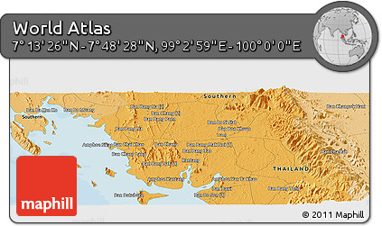 Political Panoramic Map of the Area around 7° 30' 57" N, 99° 31' 30" E