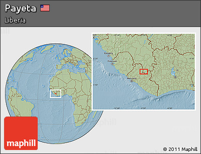 Savanna Style Location Map of Payeta, hill shading