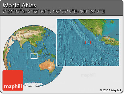 Satellite Location Map of the Area around 7° 10' 2" S, 102° 55' 30" E