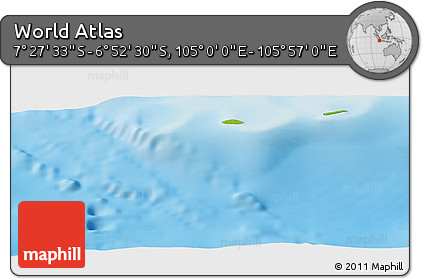 Physical Panoramic Map of the Area around 7° 10' 2" S, 105° 28' 29" E