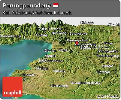 Satellite Panoramic Map of Parungpeundeuy