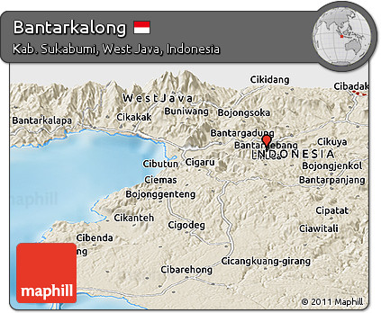 Shaded Relief Panoramic Map of Bantarkalong