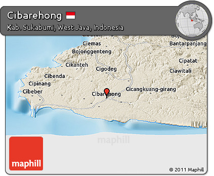 Shaded Relief Panoramic Map of Cibarehong