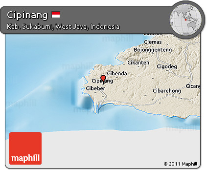 Shaded Relief Panoramic Map of Cipinang