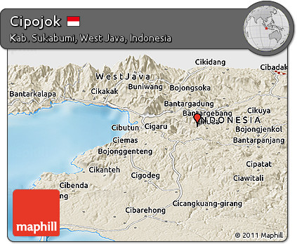 Shaded Relief Panoramic Map of Cipojok