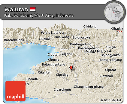 Shaded Relief Panoramic Map of Waluran
