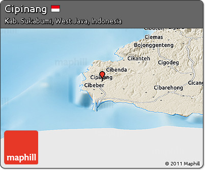 Shaded Relief Panoramic Map of Cipinang
