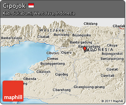 Shaded Relief Panoramic Map of Cipojok