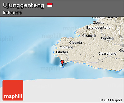 Shaded Relief Panoramic Map of Ujunggenteng
