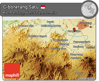Physical 3D Map of Ciborerang Satu